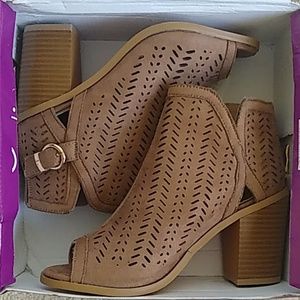 Brand new faux suede peep toe ankle boots